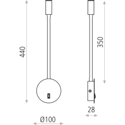 Applique bianco comodino orientabile per camera da letto led 3w 3000k