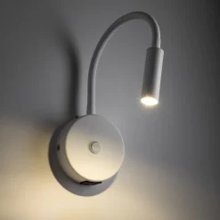 Applique bianco con presa usb interruttore braccio orientabile per comodini camera da letto