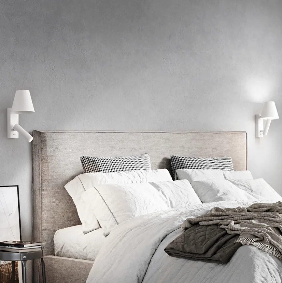 Applique bianco da comodino per camera da letto reverse perenz