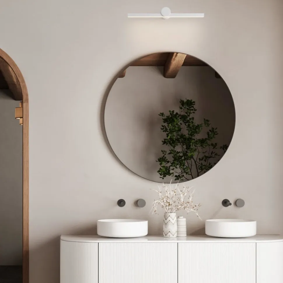 Applique bianco design squadrato per specchio da bagno