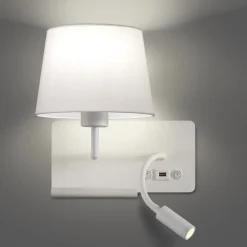 Applique bianco destro er comodino usb mensola luce da lettura moderna