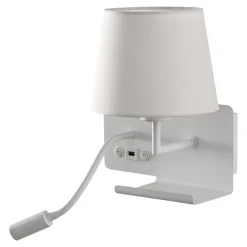 Applique bianco destro er comodino usb mensola luce da lettura moderna