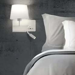 Applique bianco destro er comodino usb mensola luce da lettura moderna