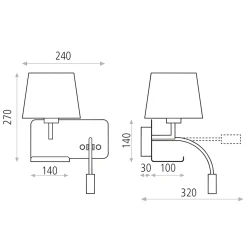 Applique bianco destro er comodino usb mensola luce da lettura moderna