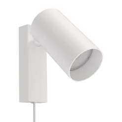 Applique bianco luce orientabile con spina e interruttore per comodino