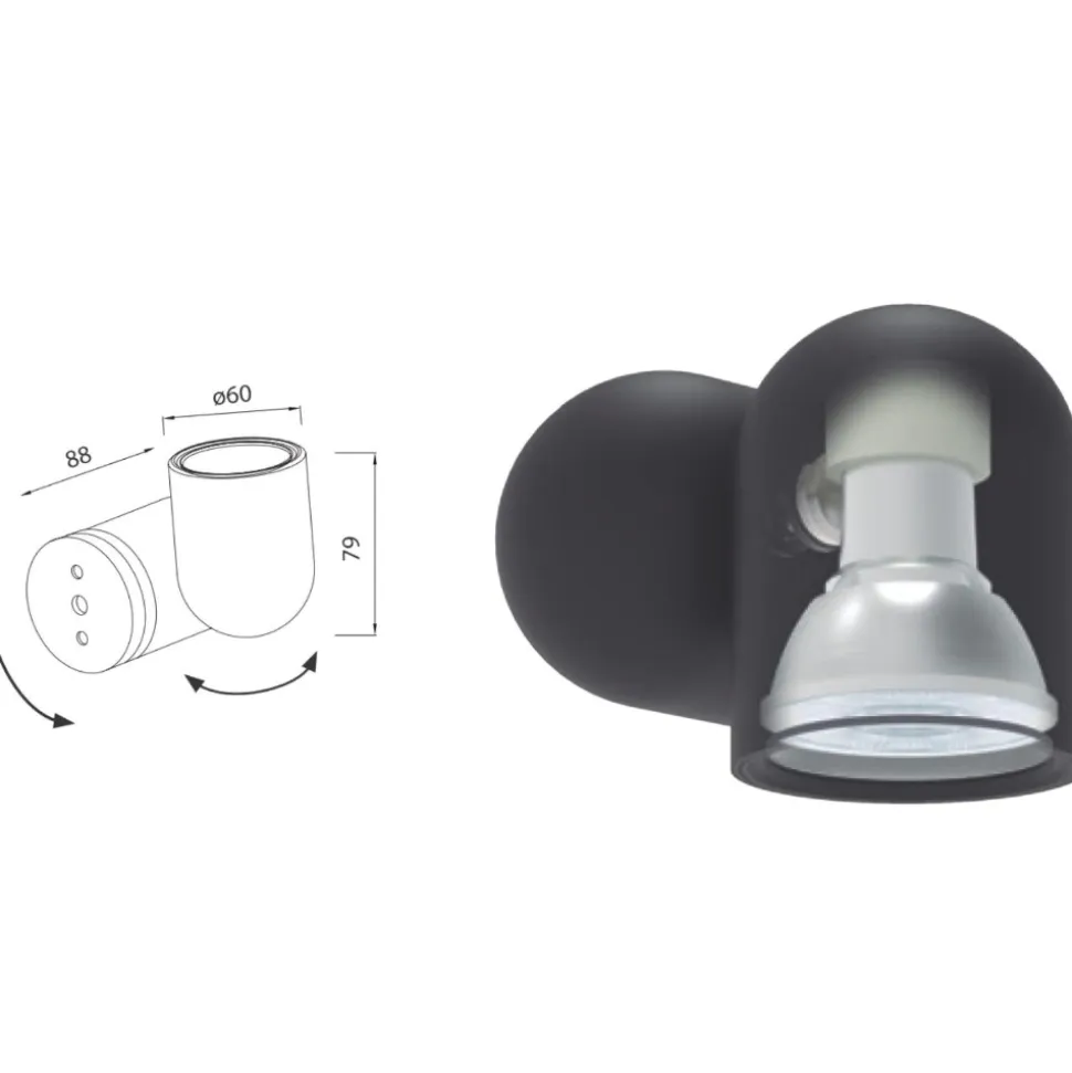 Applique bianco moderna luce orientabile per interni