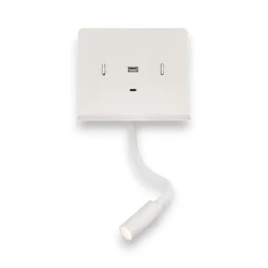 Applique bianco moderno da comodino presa usb luce orientabile