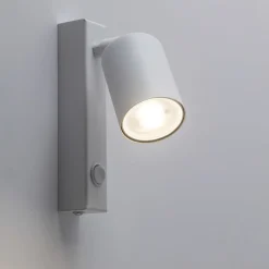 Applique bianco orientabile con interruttore per comodino camera da letto