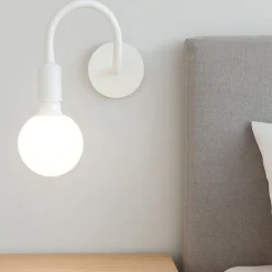 Applique bianco orientabile per comodino da letto perenz bulbo