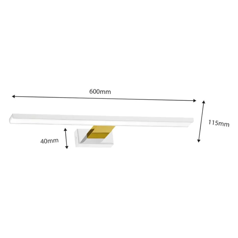 Applique bianco oro per specchio bagno 14w 4000k fp