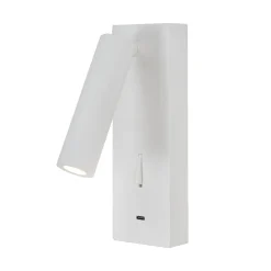 Applique bianco per camera da letto squadrato orientabile con interruttore