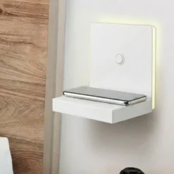 Applique bianco per camera da letto da comodino ricarica wireless