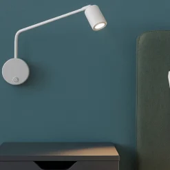 Applique bianco per comodini camera da letto braccio orientabile