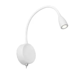 Applique bianco per comodino camera da letto 3w 3000k orientabile con interruttore