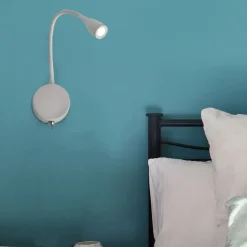 Applique bianco per comodino camera da letto 3w 3000k orientabile con interruttore