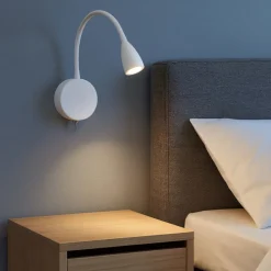 Applique bianco per comodino camera da letto 3w 3000k orientabile con interruttore