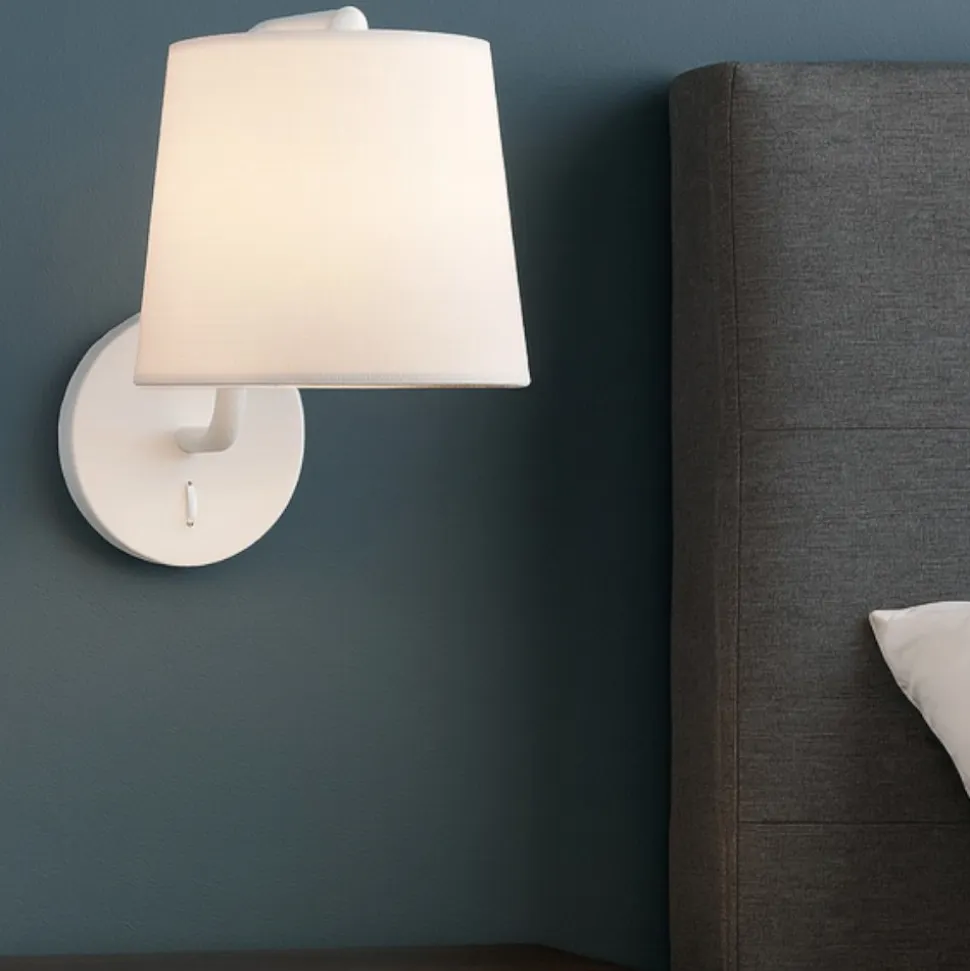 Applique bianco per comodino camera da letto interruttore paralume bianco