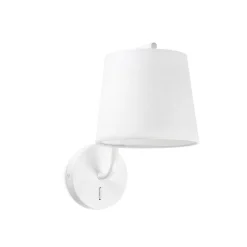 Applique bianco per comodino camera da letto interruttore paralume bianco