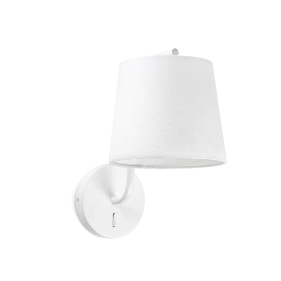 Applique bianco per comodino camera da letto interruttore paralume bianco