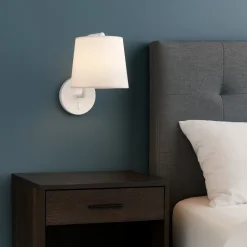 Applique bianco per comodino camera da letto interruttore paralume bianco