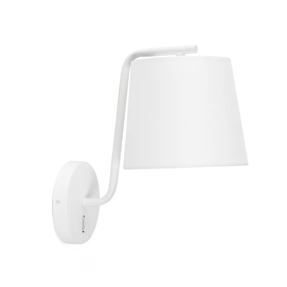 Applique bianco per comodino camera da letto interruttore paralume bianco