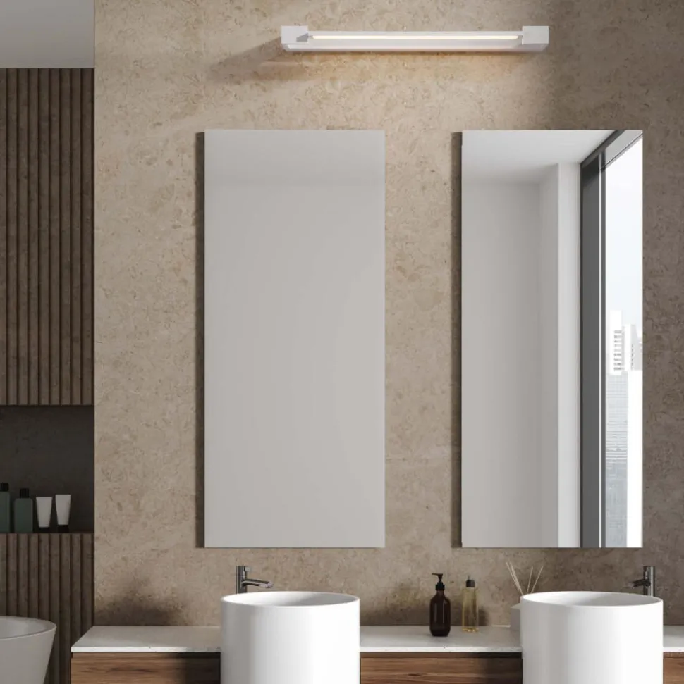 Applique bianco per specchio da bagno parabola orientabile