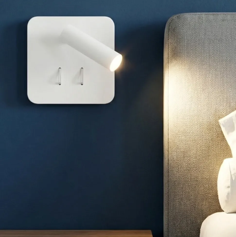Applique bianco quadrato plug perenz illuminazione per camera da letto