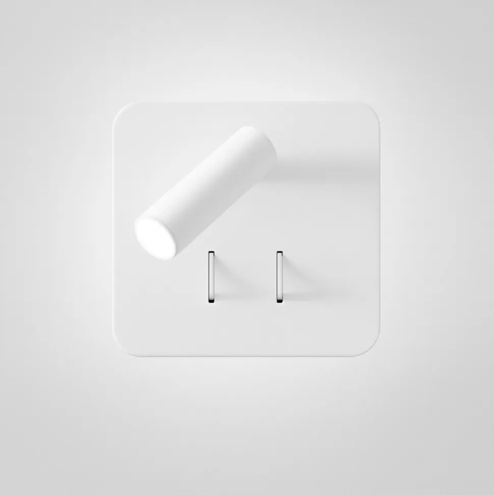 Applique bianco quadrato plug perenz illuminazione per camera da letto