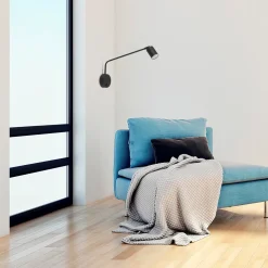 Applique braccio orientabile nero con interruttore per comodini camera da letto