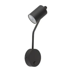 Applique braccio orientabile nero con interruttore per comodini camera da letto
