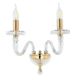 Applique camera da letto classica oro ondaluce gala 2 luci vetro