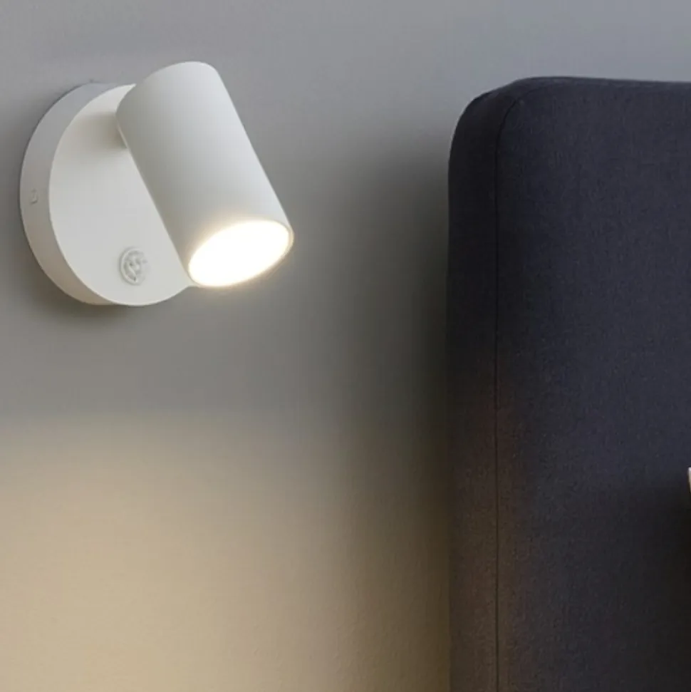 Applique camera da letto con interruttore bianco orientabile