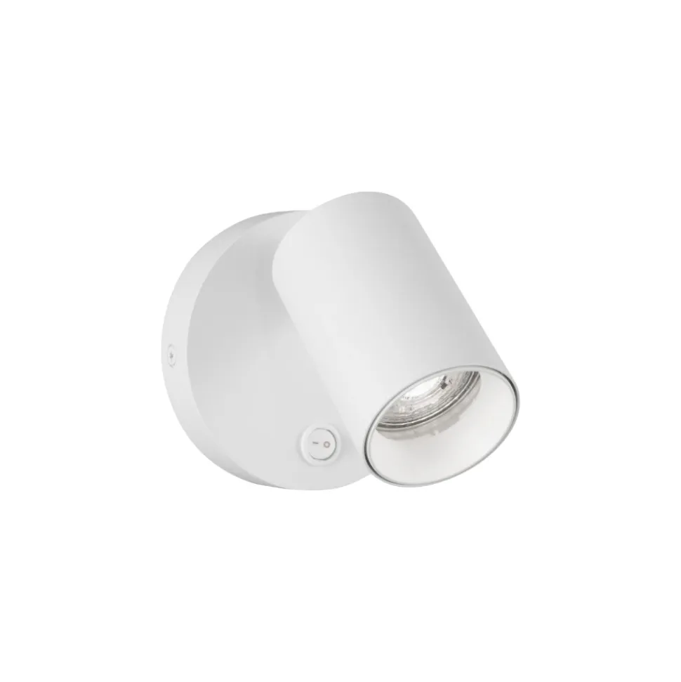 Applique camera da letto con interruttore bianco orientabile