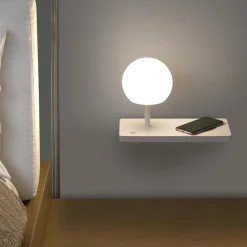 Applique camera da letto lato sinistro mensola presa usb caricatore wireless