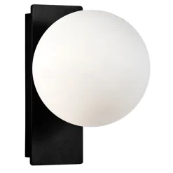 Applique camera da letto moderna 5w 3000k nero sfera vetro bianco