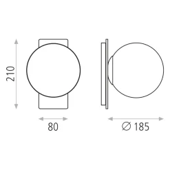 Applique camera da letto moderna 5w 3000k nero sfera vetro bianco