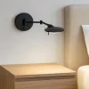 Applique camera da letto moderna orientabile led 3000k nero opaco