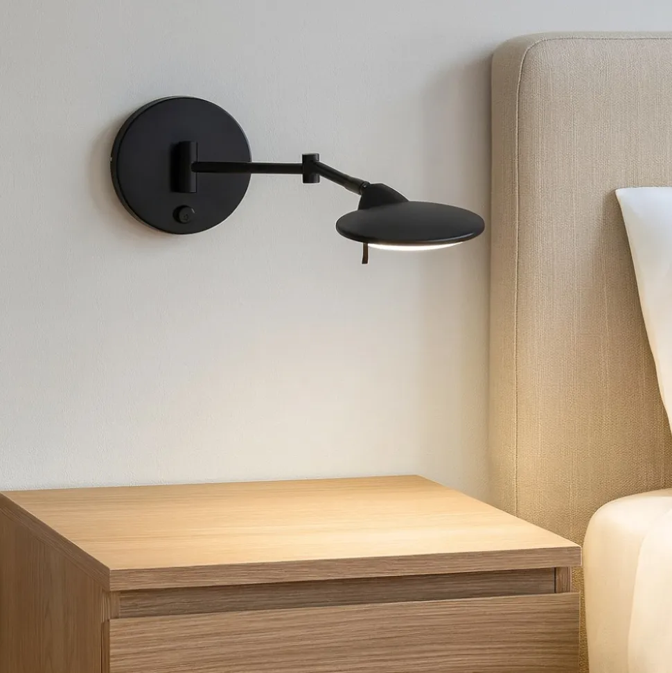 Applique camera da letto moderna orientabile led 3000k nero opaco