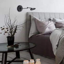 Applique camera da letto moderna orientabile led 3000k nero opaco