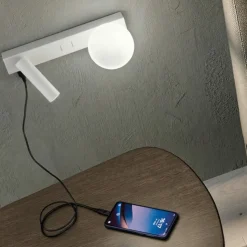 Applique camera da letto presa usb doppia luce bianco fog perenz