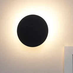 Applique cerchio nero 30cm da parete moderna per interni