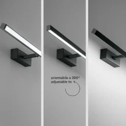 Applique 77cm orientabile cromo per specchio da bagno riga perenz