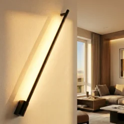 Applique 120cm sporgenza 9cm bacchetta nera led 20w 3000k moderna