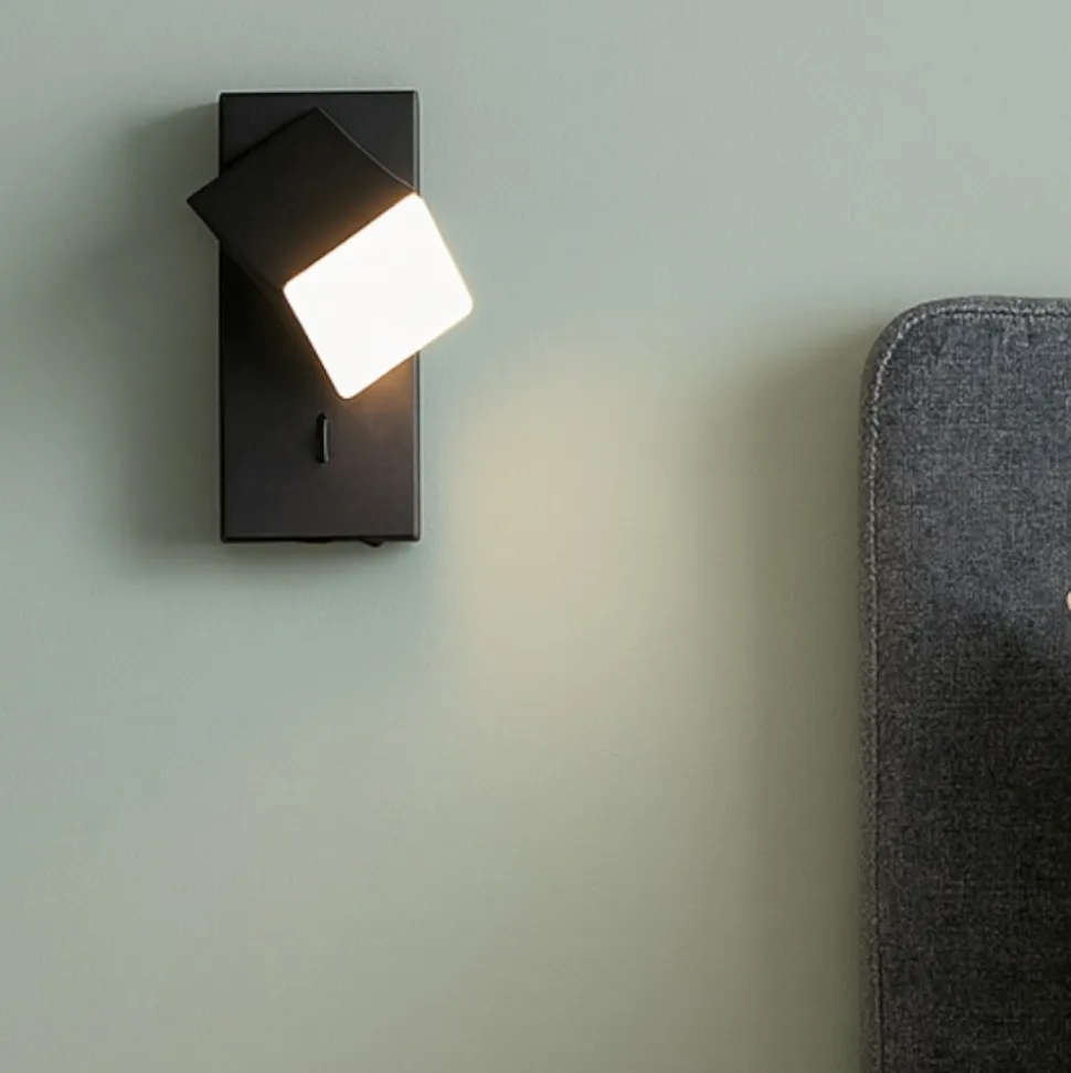 Applique comodino camera da letto nero led 3000k orientabile