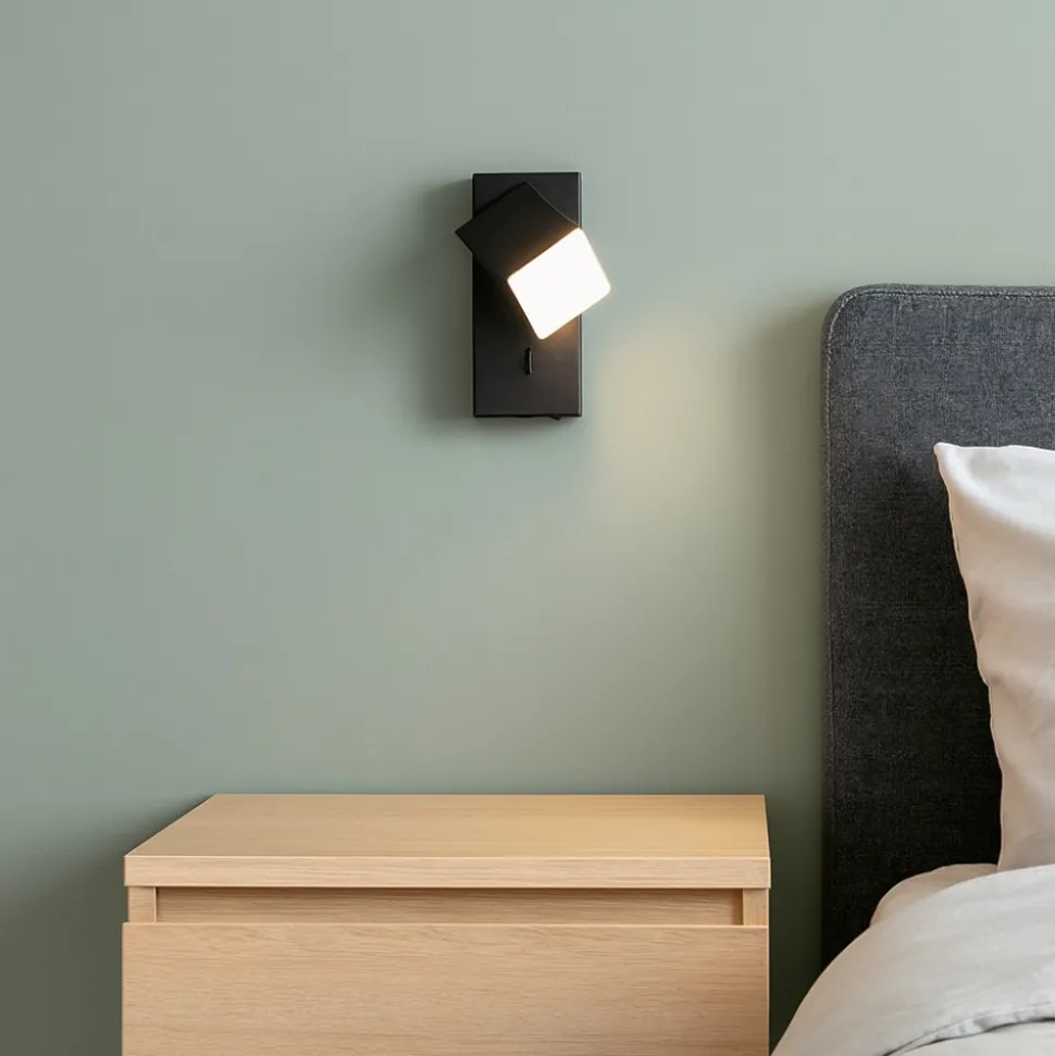 Applique comodino camera da letto nero led 3000k orientabile