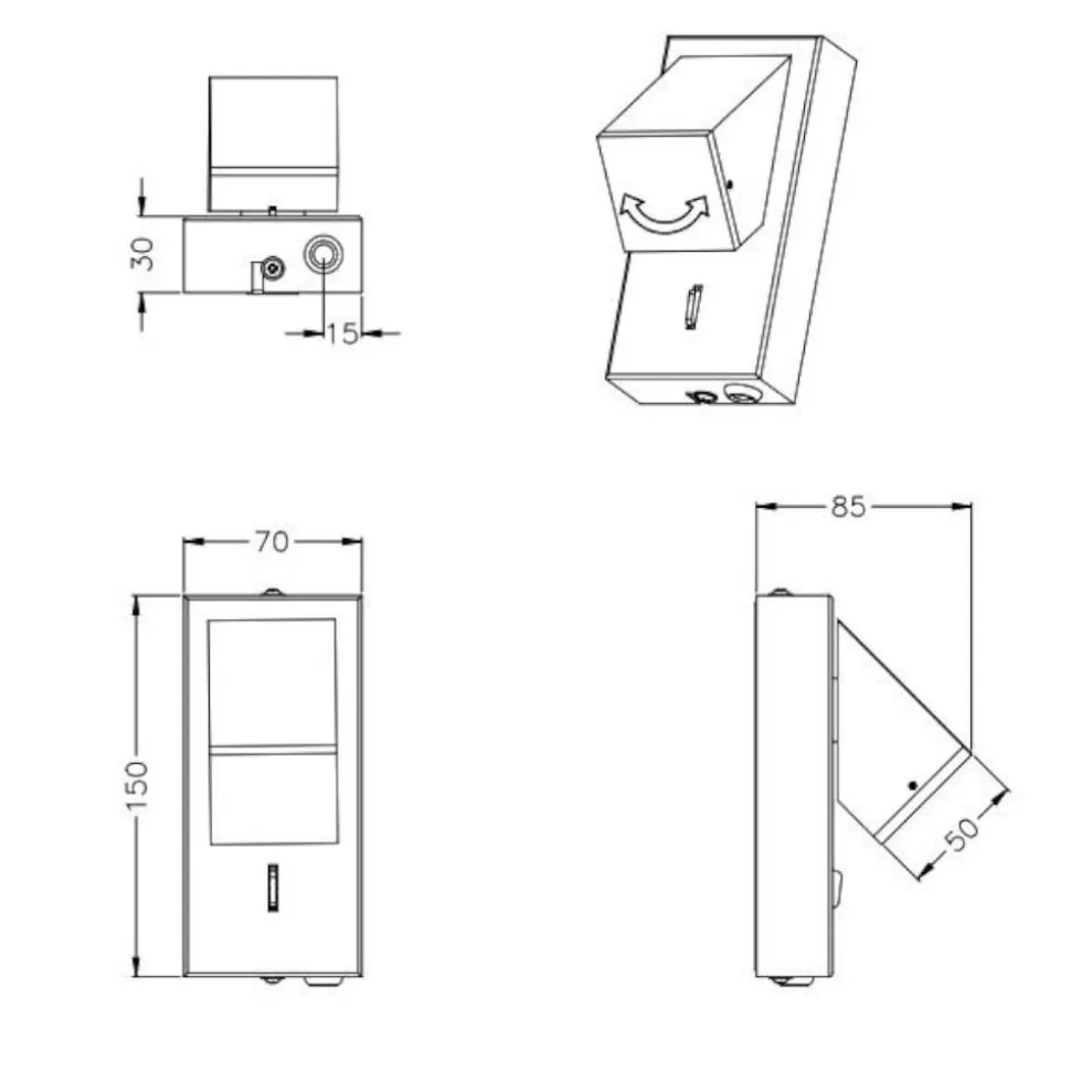 Applique comodino camera da letto nero led 3000k orientabile