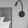 Applique comodino camera da letto led 3w 3000k nero luce orientabile