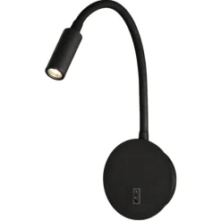Applique comodino camera da letto led 3w 3000k nero luce orientabile