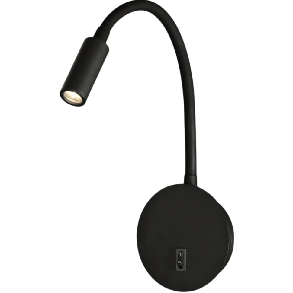 Applique comodino camera da letto led 3w 3000k nero luce orientabile