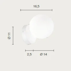Applique comodino camera da letto ondaluce pallina oro sfera vetro